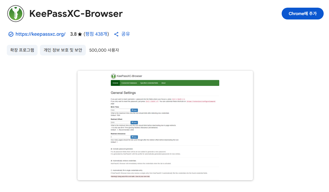 KeePassXC-Erweiterung im Chrome Web Store